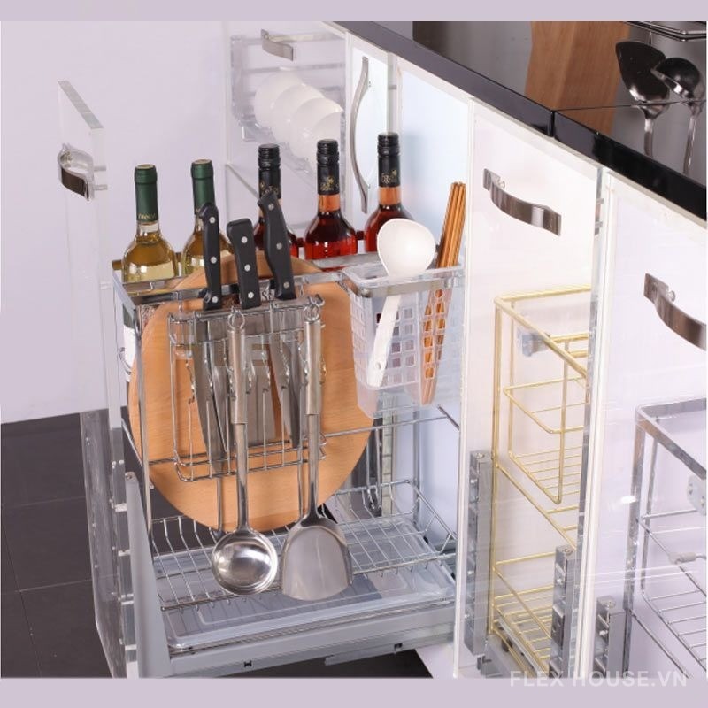 Giá dao thớt nan dẹt inox mờ