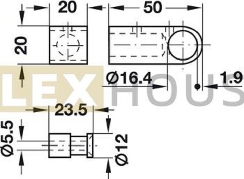 Bas đỡ thanh treo Hafele 521.16.257 3