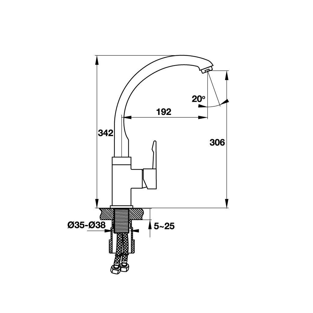 Vòi rửa chén Hafele GF-C231V (ZD) Mã sản phẩm: 566.32.231 2