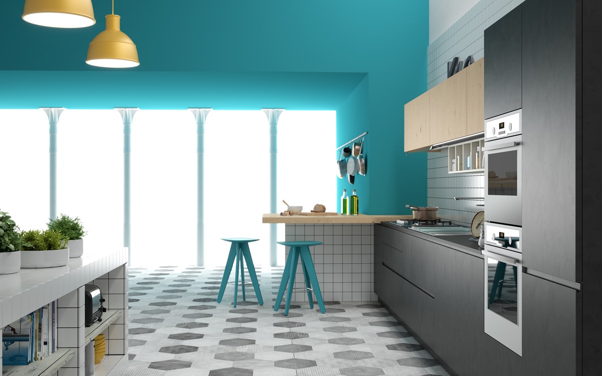 30 nhà bếp màu xanh tuyệt đẹp làm sáng ngôi nhà của bạn 29