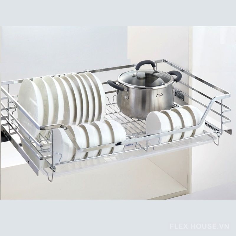Giá xoong nồi bát đĩa inox nan trắng mờ cánh mở ES612 1 Giá xoong nồi bát đĩa inox nan trắng mờ cánh mở ES612