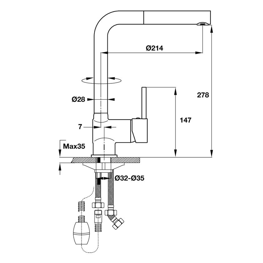 Vòi bếp Hafele TITUS-HT-C280 Mã sản phẩm: 570.51.280 2