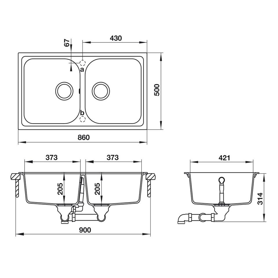 Chậu rửa bằng đá Julius HS-GD8650 Hafele 570.35.380