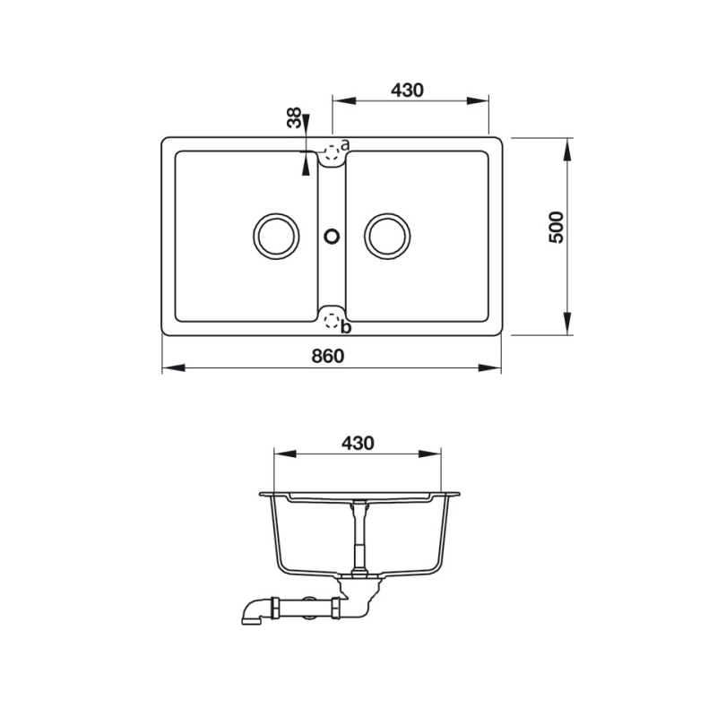 Chậu rửa màu xám Antonius-GD8650 Hafele 570.36.500
