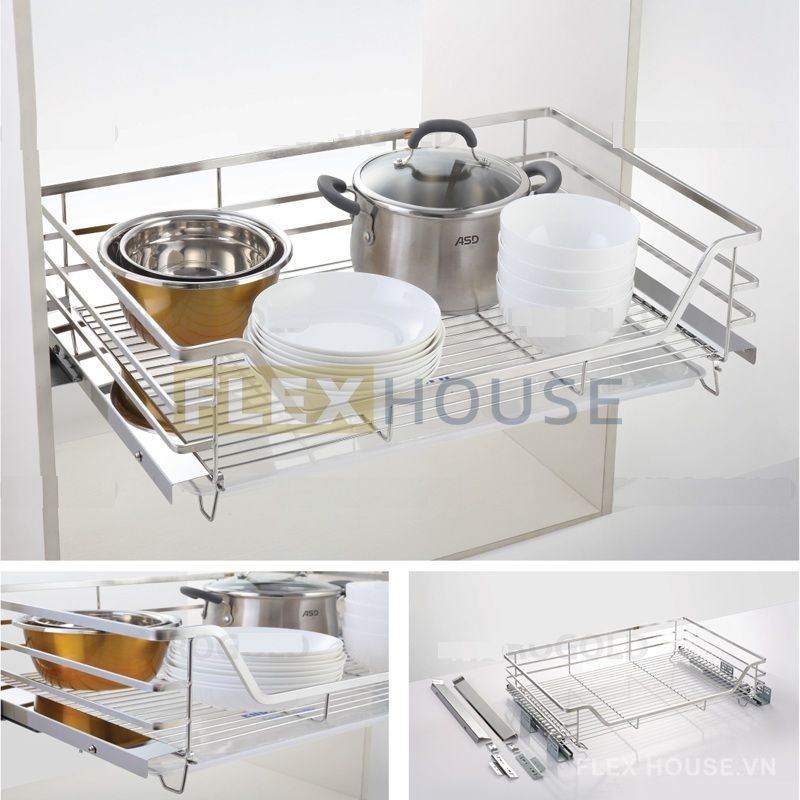 giá bát đĩa inox mờ âm tủ cao cấp, cánh kéo Euro Gold-EP.B