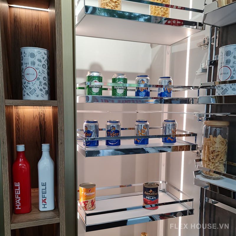 Hệ giá kho Tandem Pantry 6 khay Hafele 545.94.652