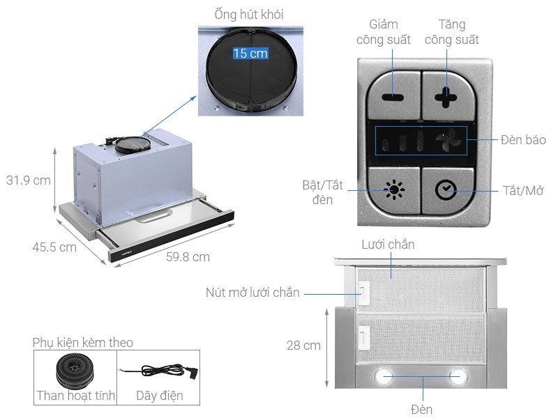 Máy hút mùi âm tủ Hafele HH-TG60E 539.81.073
