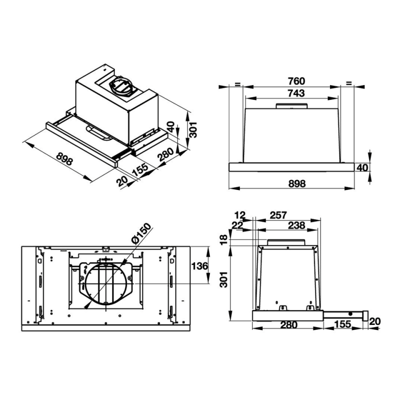 Máy hút mùi âm tủ Hafele HH-TG90E 539.81.075