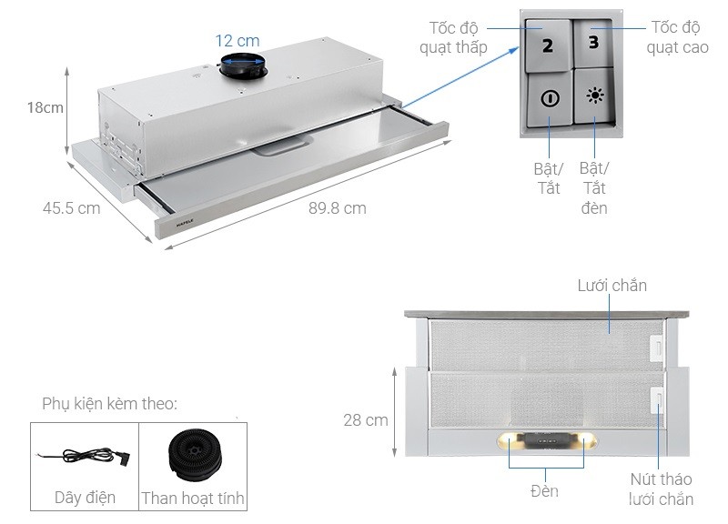 Máy hút mùi âm tủ Hafele HH-TI90D 539.81.085