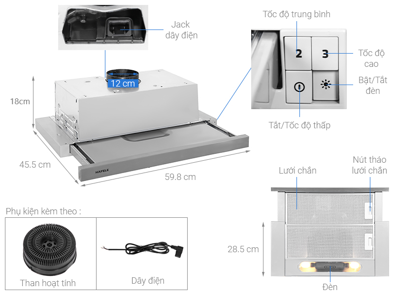 Máy hút mùi âm tủ HH-TI60D Hafele 539.81.083