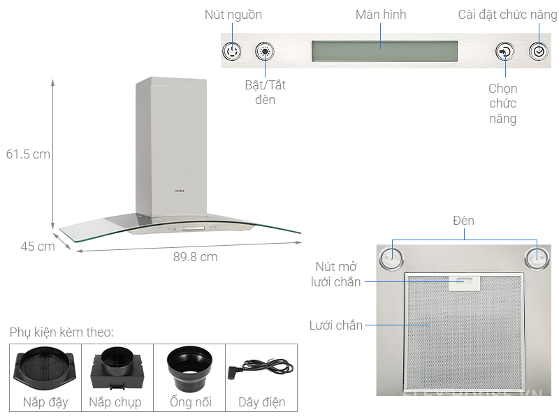 Máy hút mùi áp tủ bếp Hafele HH-WG90B 539.81.185