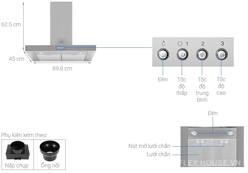 Máy hút mùi gắn tường HH-WI70B Hafele 539.81.168