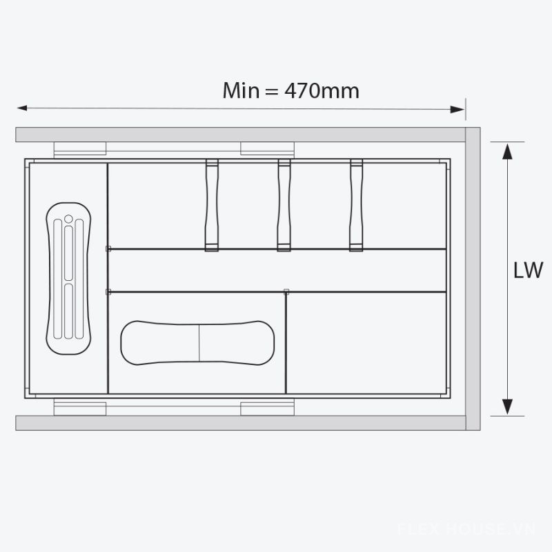 Giá chai lọ dao thớt inox hộp cánh kéo BC.01.400 (2)