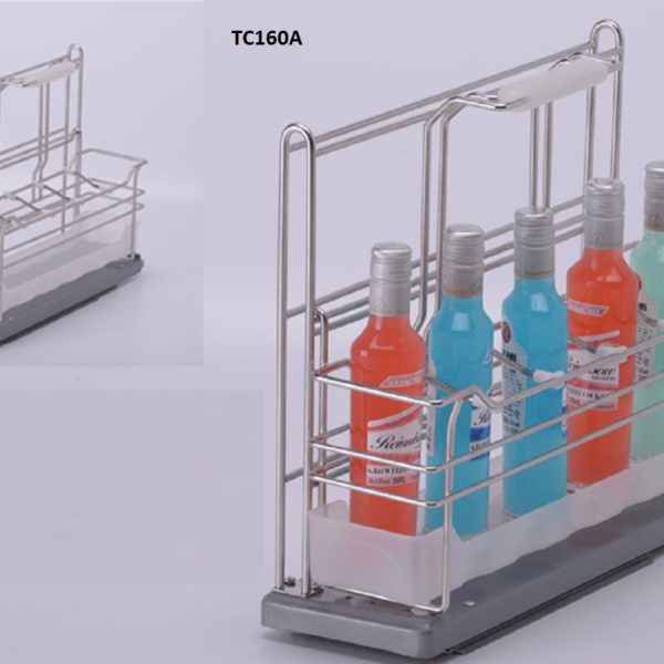 Giá để chai lọ chất tẩy rửa âm tủ inox TC160A có giảm chấn