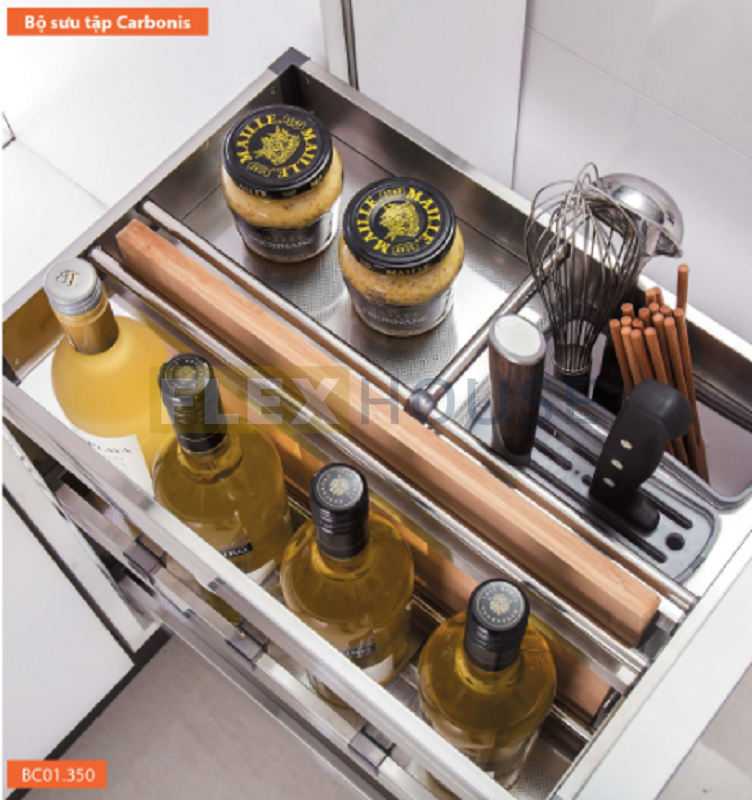 Giá chai lọ dao thớt inox hộp cánh kéo Garis BC01.350