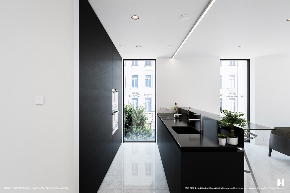 30 Mẫu thiết kế nhà bếp trắng đen tuyệt đẹp 15