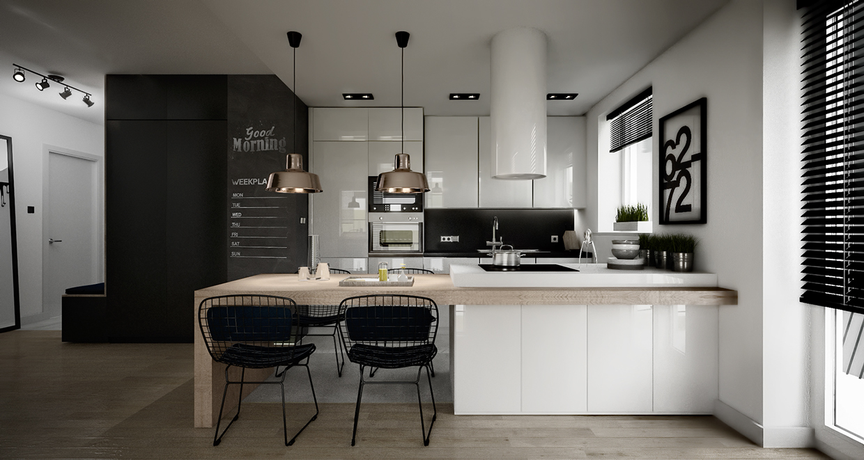 30 Mẫu thiết kế nhà bếp trắng đen tuyệt đẹp 27