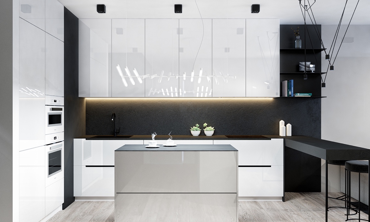 30 Mẫu thiết kế nhà bếp trắng đen tuyệt đẹp 11