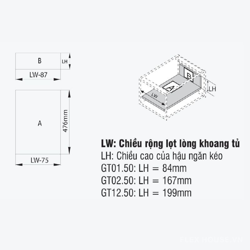 Ray hộp giảm chấn Tadembox 2 mặt vách kính Garis GT12.50 (2)