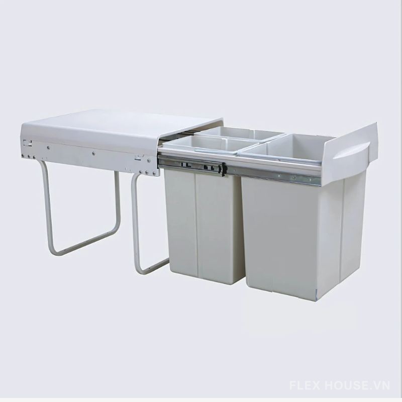 Thùng rác ray trượt âm tủ 3 ngăn 40 lít DB-400