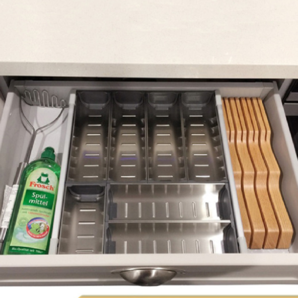 Khay chia ngăn kéo inox 304 Blum 450D sâu 422