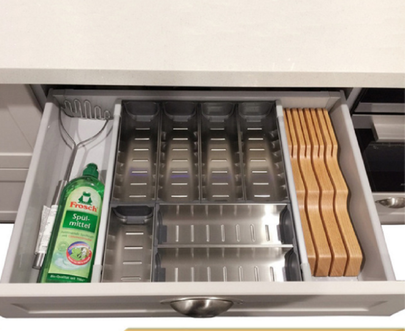 Khay chia ngăn kéo inox 304 Blum 450D sâu 422