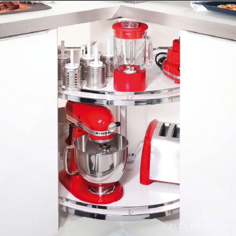 Kệ góc 2 tầng xoay Hettich Revo 90

