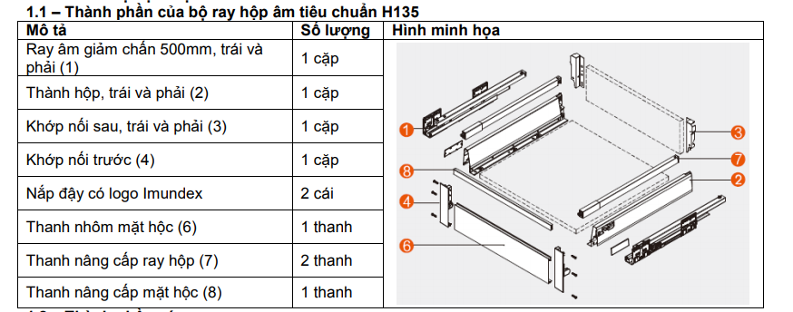 Ray hộp Imundex cao 135mm màu xám 7273019 1