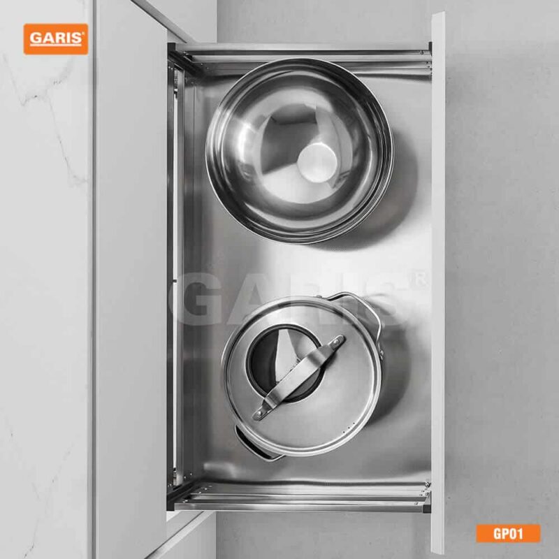 Giá xoong nồi inox hộp cánh kéo Garis GP01.600-900 2