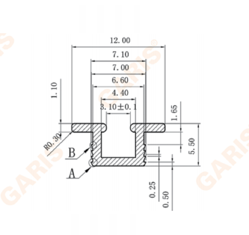 Rãnh trượt cửa lùa dài 3m Garis GR67.2