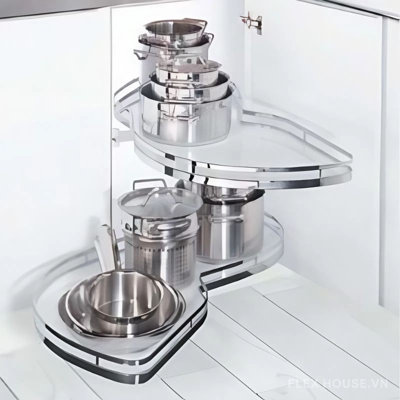 Kệ góc tủ bếp hình chiếc lá Hettich LMII2-L/R