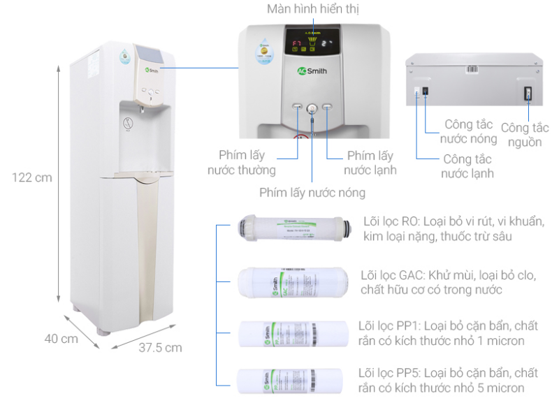 Máy lọc nước cây đứng RO A.O Smith ADR75-V-ET-1 3