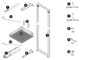 Hệ khay 5 tầng cho tủ hẹp Vauth Sagel HMH.510.26.1800 Saphir 20