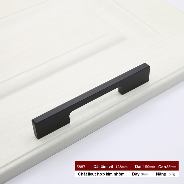 Tay nắm tủ áo hợp kim nhôm màu đen dài 1m SS5887B