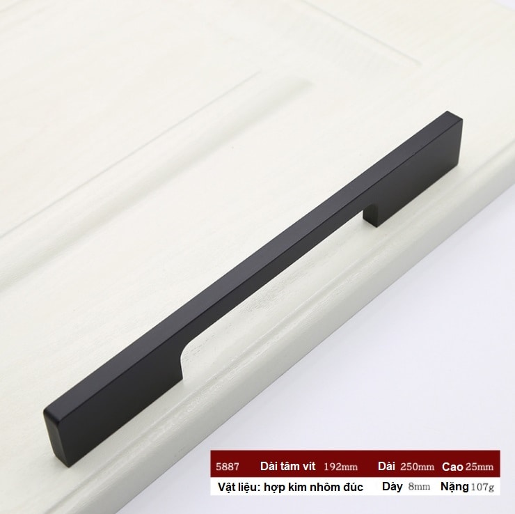 Tay nắm tủ áo hợp kim nhôm màu đen dài 1m SS5887B