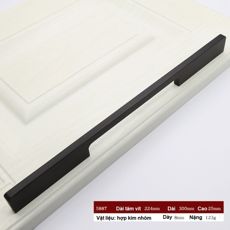 Tay nắm tủ áo hợp kim nhôm màu đen dài 1m SS5887B