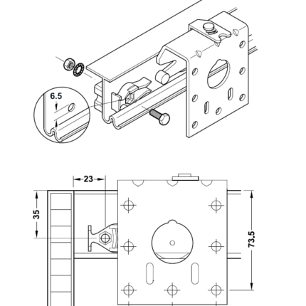 Bộ cửa trượt cho cửa 2 cánh 50 VF SR Hafele 400.51.120