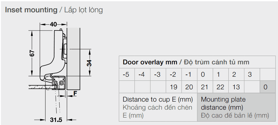 Bản lề lọt lòng Hafele Metalla SM110 cho cửa khung nhôm 1