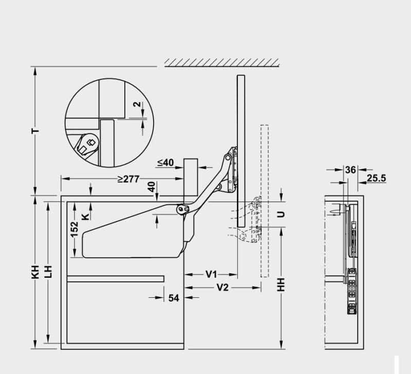 Tay nâng Hafele Free Up FU320-600 1