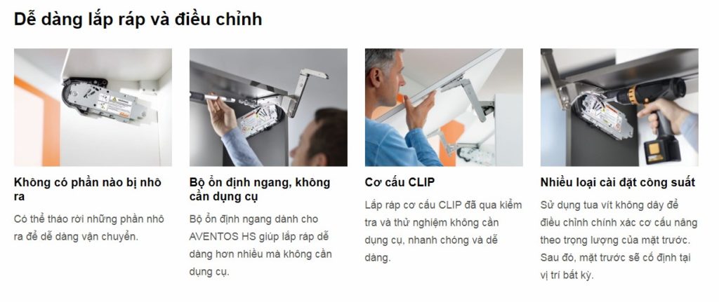 Bộ hộp lực tay nâng một cánh mở lên Aventos HS 20S200 1 Tay nâng một cánh mở lên Aventos HS