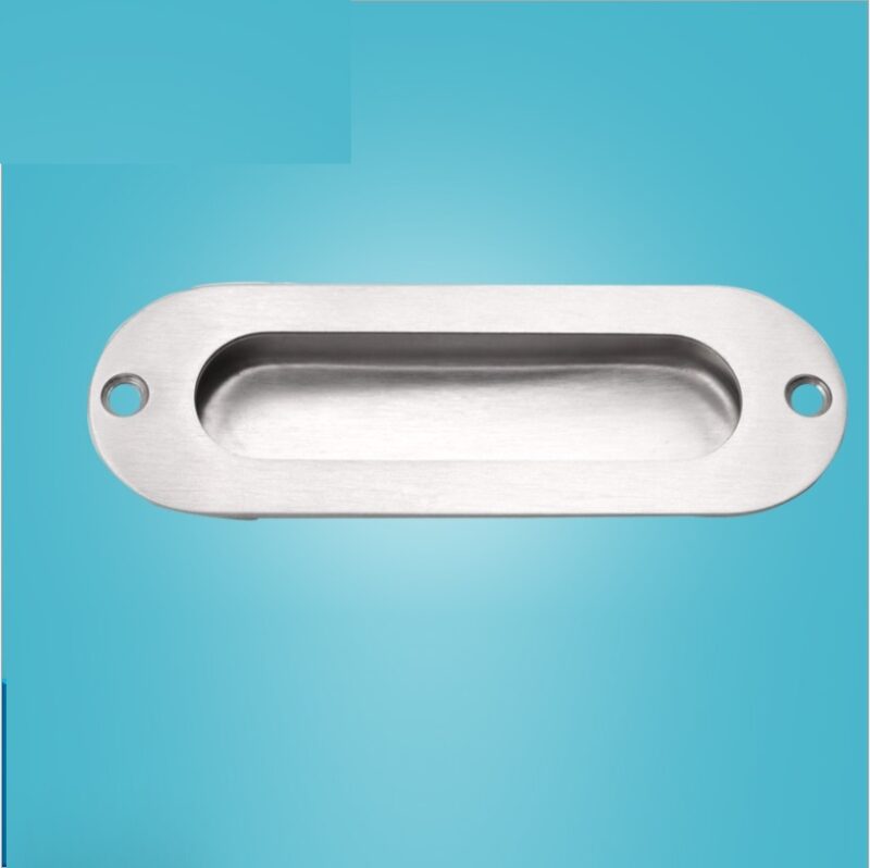 Tay nắm âm tủ inox hình ovan cho cửa lùa DJ123