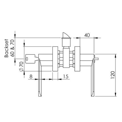 Tay nắm gạt 1 đầu chìa Inox Imundex 70443101 (1)