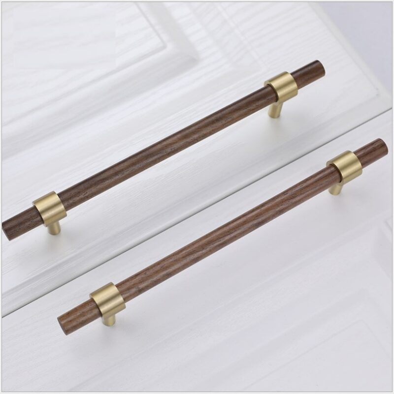 Tay nắm tủ bằng gỗ chân đế đồng vàng FH.HXTYW 1