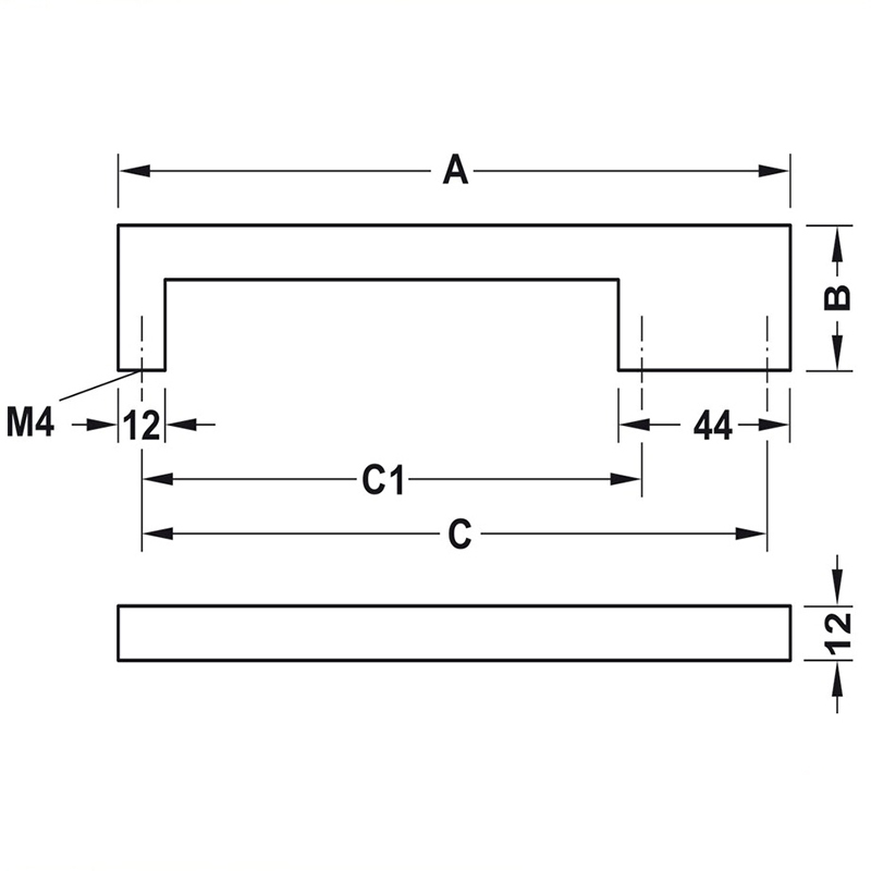 Tay nắm tủ quần áo hiện đại H1380 Hafele 110.34 6