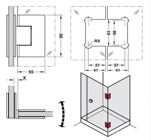Bản lề cửa phòng tắm 90 độ kính-kính HAFELE 499.05.805 2 Bản lề cửa phòng tắm 90 độ kính-kính HAFELE 499.05.805 3