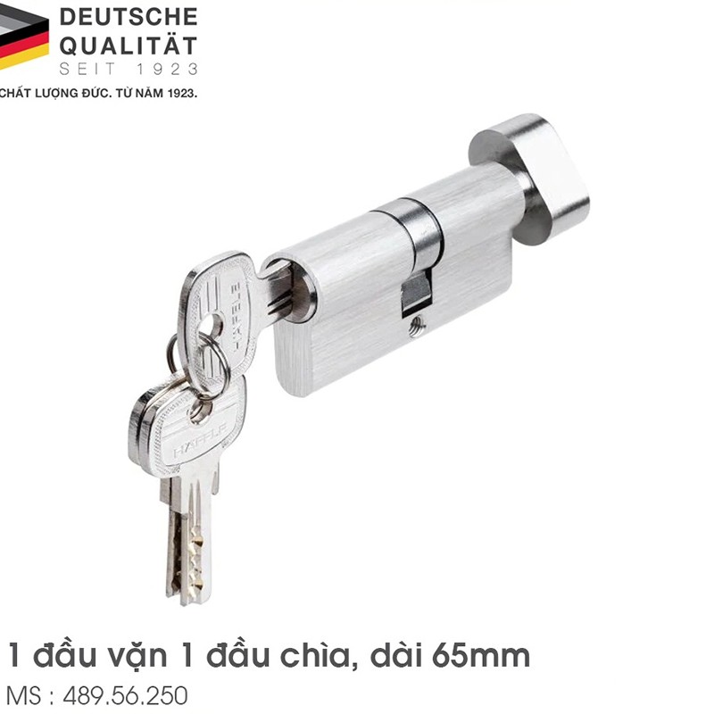 Ruột khóa 1 đầu vặn 1 đầu chìa 65mm HAFELE 489.56.250 3