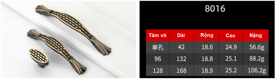 Tay nắm tủ đồng nguyên chất màu đen LDS8016B 3