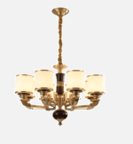 Đèn thả trần bằng đồng kết hợp gỗ xà cừ Ấn DOFD6054