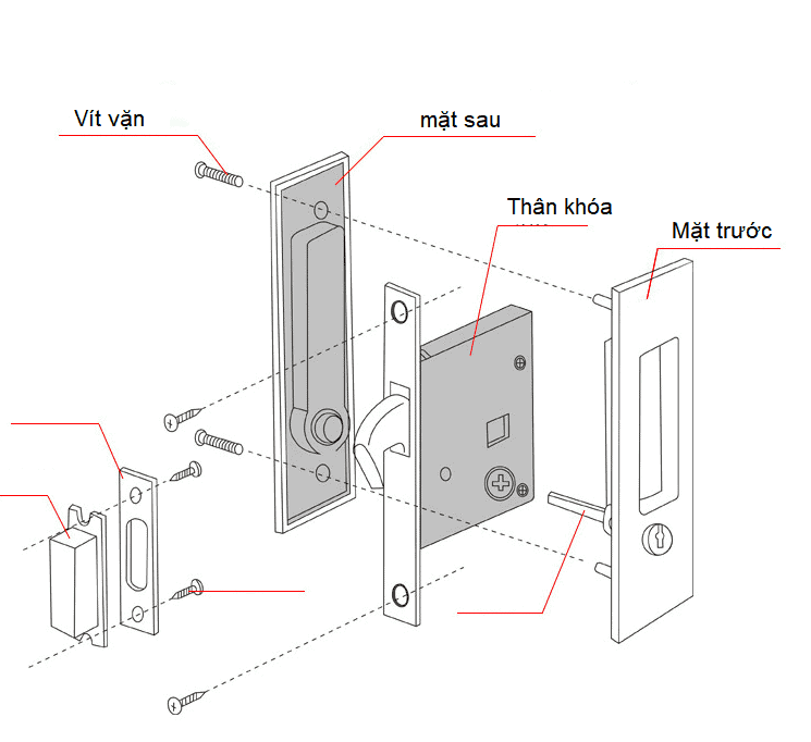 Khóa âm cửa lùa trượt cao cấp nhiều màu 829-2A 21