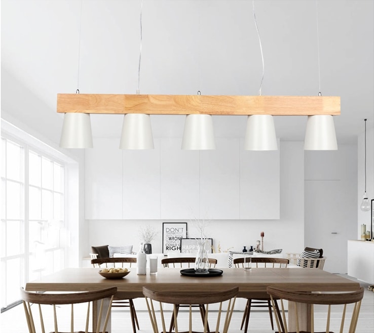 Đèn thả bàn ăn bàn làm việc thân gỗ tự nhiên HZ8002 | Flexhouse VN